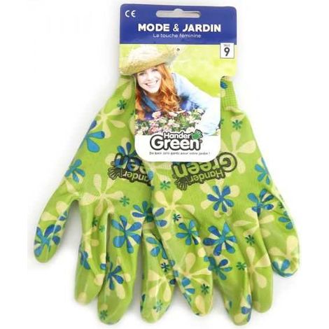 Gants imprimés féminin. Travaux jardin. Taille 9. HanderGreen® (1/5)
