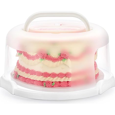 Portable Plastic Cake Transport Box, White, D30cm (1/5)