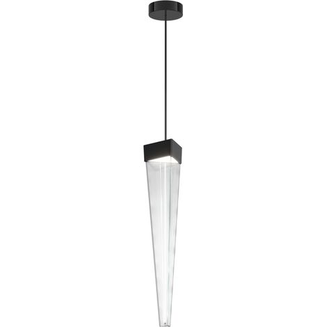 Stalactite Lampe À Suspension Led Design Pyramidal Verre Bluino Avec Structure En Nickel Noir Poli, Double Source Lumineuse, 12W, Cri 80 (1/3)