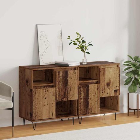 Buffets 2 pcs-Lot de 2 Meuble de rangement Bois ancien 120 x 35 x 70 cm Bois d'ingénierie 439788 (1/5)