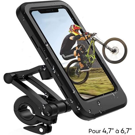 Support téléphone Portable Universel pour vélo Moto, écran Tactile étanche avec Rotation à 360°, Compatible 4,7" à 6,8" Phones (1/5)