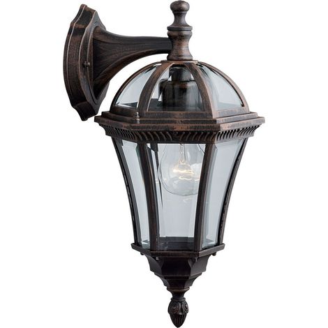 Capri Downlight da esterno in alluminio, marrone rustico e vetro, IP44 (1/4)