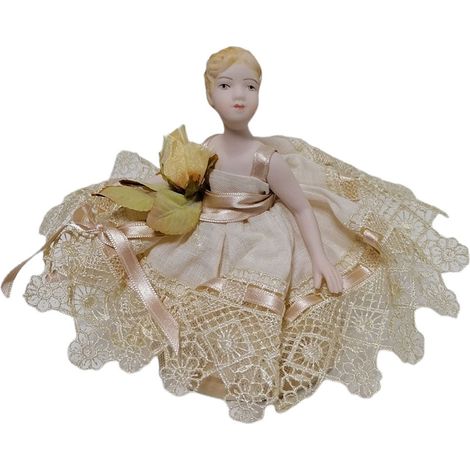 ballerina danza classica bambola collezione in porcellana carillon rifinita con vestito tulle raso pizzo made in italy (1/5)