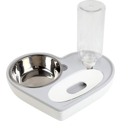 BRAVIX Bol d'eau et de nourriture en forme de coeur pour chien et chat, double bol pour chien et chat Distributeur d'eau automatique pour animaux de compagnie Bol d'alimentation amovible pour chat et (1/5)