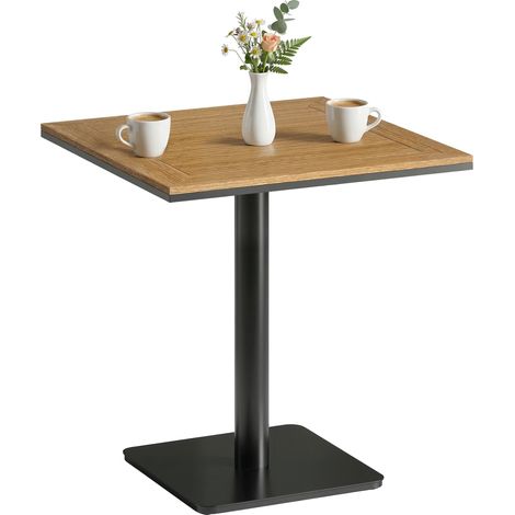Beistelltisch 70 x 70 cm wetterfest Gartentisch mit Holzoptik Breite Basis, Quadratisch Naturholz