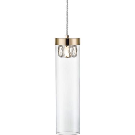 Plafonnier suspendu Crystal Slim, or français, transparent, 1x G9