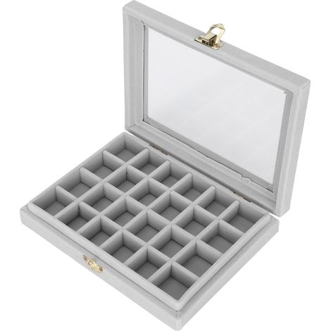 Boîte à Bijoux en Bois avec Revêtement en Flanelle - Coffret de Voyage pour Boucles d'Oreilles, Bagues et Colliers (1/5)