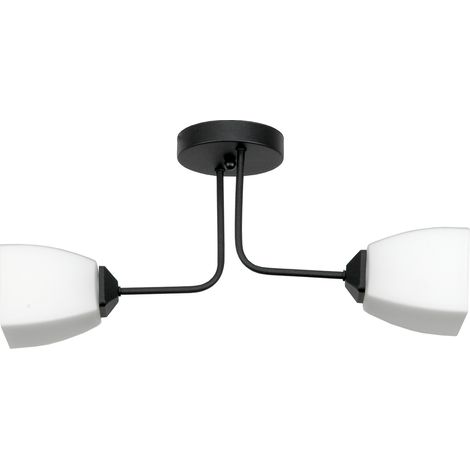 Lámpara de techo colgante clásica negra con pantalla de cristal blanco 15-488 trapik
