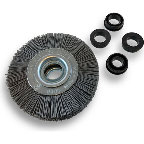 Brosse circulaire NYLON Abrasif  Ø 100 mm  Epaisseur 3 rangs  Carbure de silicium Grain 240  Alésage 16 mm  Touret meuleuse ponceuse  Brossage décapage dérouillage  Kibros 234103KR240 (1/5)