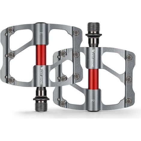 Fahrradpedale mit 3 abgedichteten Lagern, flache Pedale aus Aluminiumlegierung mit 12 rutschfesten Pins