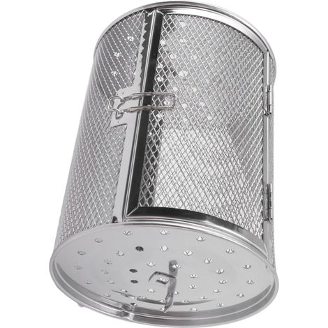 Panier de grillade roulant en acier inoxydable, cage ronde en maille pour barbecue, pour arachides, noix séchées et légumes (1/5)