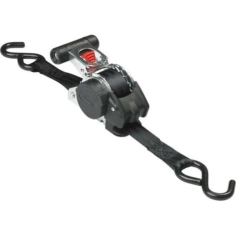 Master Lock 3238EURDAT Sangle d'Arrimage avec Crochets et Cliquet Rétractable, Noir, 3m x 25mm Sangle, Pack de 2