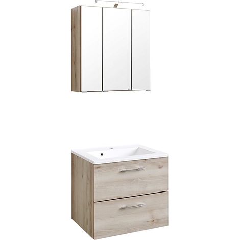 Waschtisch & Spiegelschrank BERGAMO-03, Buche Iconic Nb., B x H x T ca.: 60 x 200 x 35cm (1/5)
