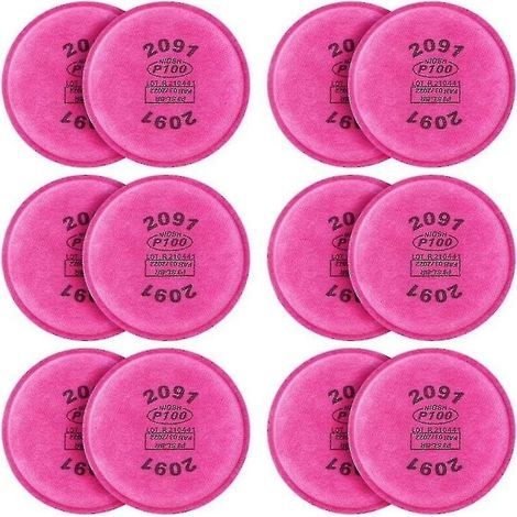 Filtre particulaire 2091 P100 – Lot de 12 filtres – Efficacité de filtration 95% – Pour respirateurs 6000 6200 6800 7000 FF-400 (1/5)