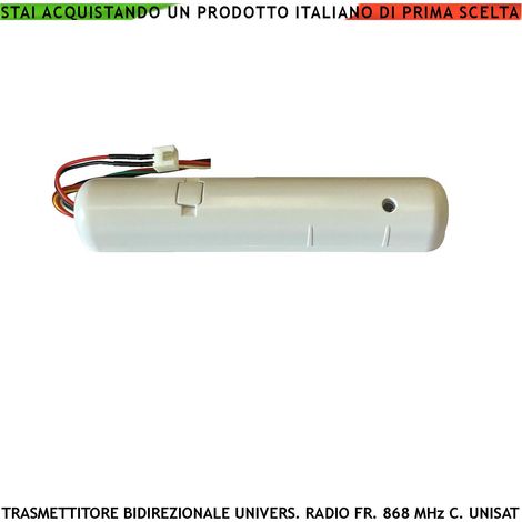 Trasmettitore Radio Bidirezionale Frequenza 868 MHz Portata 300 MT Codifica UNISAT Anticollisione Anti Jamming Ingresso Sensori Remoti Conta Impulsi Controllo Separato Degli Allarmi Protezione Tamper (1/4)