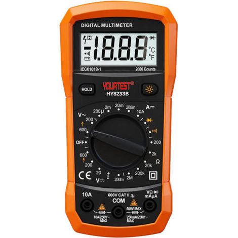Multimetro digitale con selezione automatica della portata, tester di tensione AC/DC, amperometro-ohmmetro, tester multifunzione con test di resistenza, continuità, capacità, frequenza e diodi, funzio (1/4)