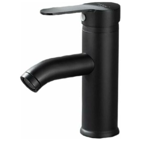 Mitigeur lavabo noir mat - Robinetterie salle de bain eau chaude/froide - Finition mate élégante (1/4)