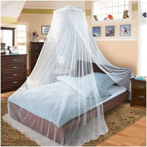 Moustiquaire de lit, Moustiquaire lit 1 Place & 2 Places, 0.6 12 2.5m Mosquito Net, Moustiquaire Ciel de lit Bebe, Facile à Installer, Blanc Auvent de lit Adapté intérieur Exterieur Voyage (1/5)