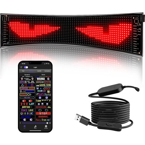Panneau Affichage LED 59 X 12 cm Plaque led Lumineux Message Voiture USB 5V Personnalisable,Flexible,Programmable Display App Bluetooth camion, magasin,publicitaire (1/5)
