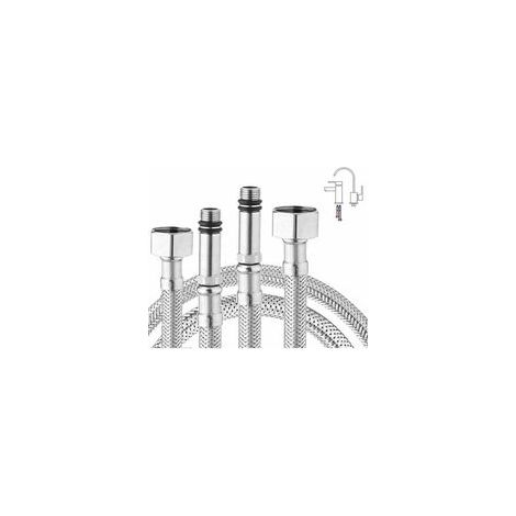 Lot de 2 tuyaux flexibles tressés en acier inoxydable 304 – Longueur 600 mm – Raccord 1/2 – Résistance à la corrosion – Installation facile (1/5)