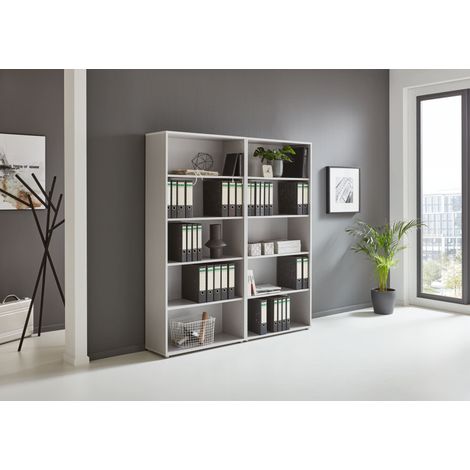 BMG Möbel Regalwand, Office Edition Set 1, hoch, Büroschrank/Büromöbel/Regal, grau