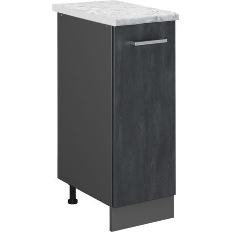Meuble de cuisine R-Line, Béton noir, 30cm PT Marbre, Vicco