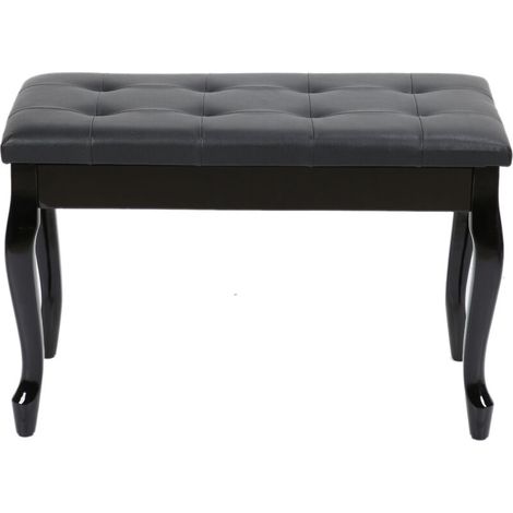 Rosvola Banquette tabouret siège pour Piano 75L x 34l x 48H cm Coffre de Rangement Interne Assise revêtement synthétique capitonné Bois Noir (1/5)