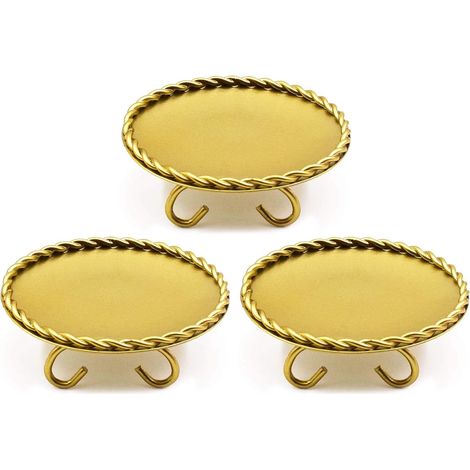 Bougeoirs en fer forgé, bougeoirs dorés pour bougies piliers, plateau à bougies, support à bougies sur pied pour bougies en cire, lot de 3 (1/5)