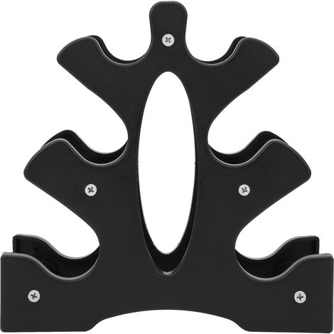 Support pour haltères de musculation à domicile, en bois, avec 3 niveaux de rangement. (1/5)