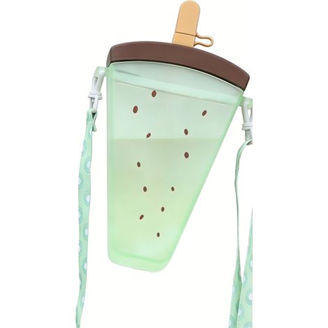 Bouteille d'eau pour enfants avec paille, sangle réglable, PC, étanche, réutilisable, tasse pour tout-petits, pour l'école, le Sport, les voyages, Kiwi vert (1/5)