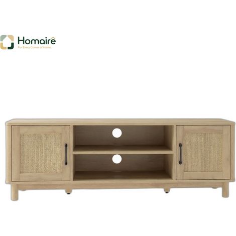 Aufbewahrungsschrank aus beigen Rattanpartikeln und beigem Holz 135 x 39 x 45 cm HOMAIRE (1/5)