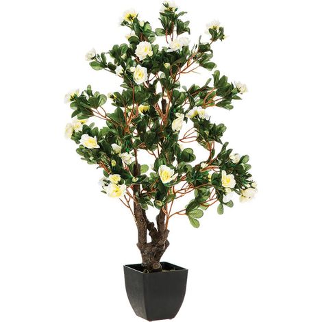 Atmosphera – Plante verte artificielle Azalée en pot H 78 cm – Polyester et fer – Décoration intérieure sans entretien – Design élégant