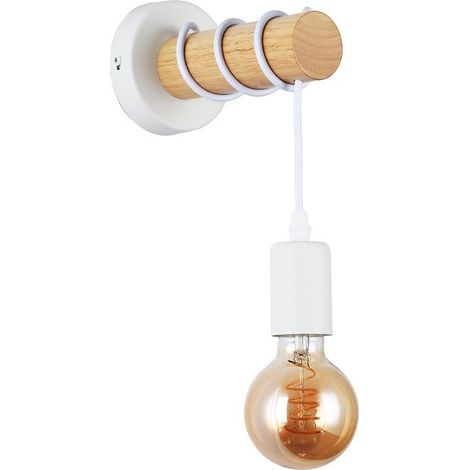Barcelona Led – Lampe murale rustique en bois – Applique vintage blanche – Dimensions 175xØ100x185mm – Indice de protection IP20 – Pour intérieur uniquement (1/5)