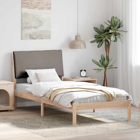 Bettgestell Braun und Taupe 100 x 200 cm Massivholz Kiefer (1/5)