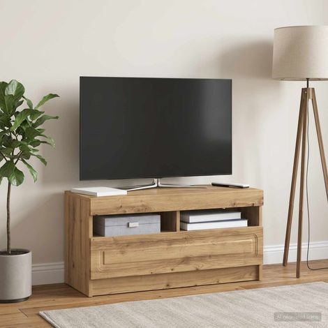 Irovami Meuble TV LED en chêne massif et bois d'ingénierie (1/5)