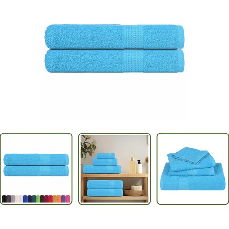 Baumwolle - Handtücher FROGN 2 Stk. Türkis 100x200 cm 360 g/m² (1/5)