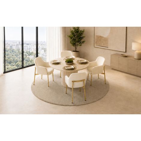 Set di 4 sedie da pranzo moderne con braccioli, imbottite, portata fino a 125 kg, bianche (1/5)