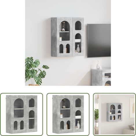 Rangement cuisine -  Armoire suspendue avec étagère Gris béton 59 x 20 x 71,5 cm (1/5)