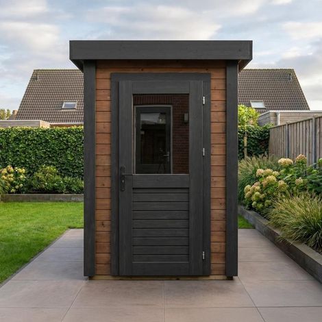 Abri de jardin en bois Mira 1.59x2.09m - 3.32m2 - Ep. 28mm - Traité (1/4)