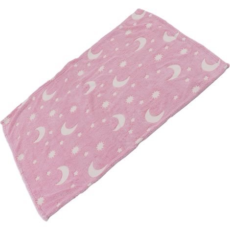 Couverture fluorescente double face en flanelle lumineuse (1,52 m x 1 m) - Plaid enfant rose pour été, couverture légère pour climatisation. (1/5)