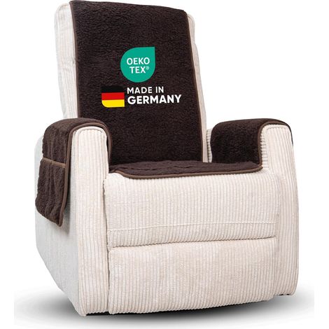 Housse de fauteuil Novaliv pour fauteuil relax marron - housse de fauteuil universelle avec accoudoir - housse de fauteuil de protection en laine