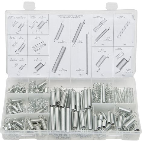 TRADE SHOP - Kit Assortimento Set Molle A Compressione A Trazione Box 200 Pezzi Varie Misure - (1/2)