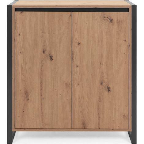 Cassettiera a 2 ante L 80 cm - Decorazione legno chiaro