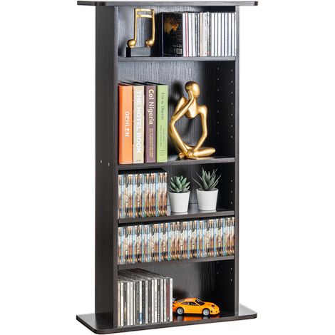 VEVOR Mueble de almacenamiento multimedia , estante para DVD de 5 capas con capacidad para 240 CD, estantes ajustables para CD, protege y organiza colecciones de música, películas, videojuegos o recue