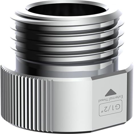 Adaptateur réducteur, réducteur G1/2" (BSPP 1/2") vers G3/8" (BSPP 3/8"), raccords de tuyauterie en laiton chromé, raccords de plomberie connecteur de tuyau d'eau (G3/8 femelle vers G1/2 mâle) (1/5)