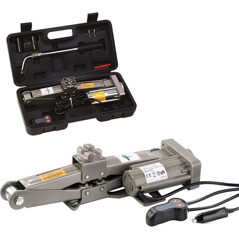 1.5-tonne 12V electric scissor jack - Lifting range 11 to 34 cm - Cigarette lighter connection - 3-metre cable with carry case - Quick and effortless wheel changes (1/5)
