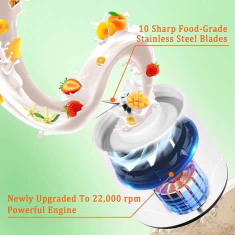 Frullatore portatile, frullatore portatile da 380 ml, frullatore potente e ricaricabile con 6 lame, mini frullatore per cucina, ufficio, palestra (1/4)