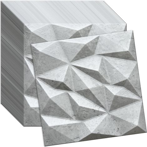 Verdico Panneau mural 3D polystyrne - aspect béton 50x50 cm - design moderne - 24 pices par set, revtement de mur & plafond