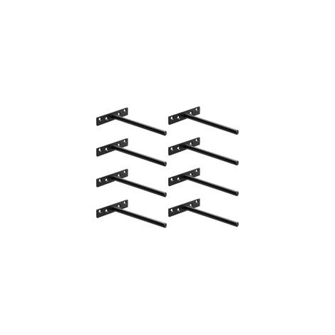 Supports d'étagère invisibles 145mm Métal robuste, fixation murale, noir, lot de 8 pièces pour étagères modernes