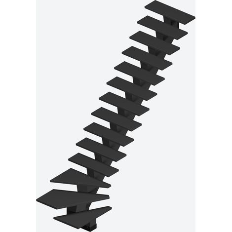 Sogem – Escalier 1/4 tournant droit – Valchromat gris anthracite – Hauteur réglable 280,2 à 305,2 cm – Largeur 88 cm – 14 marches de 20 cm